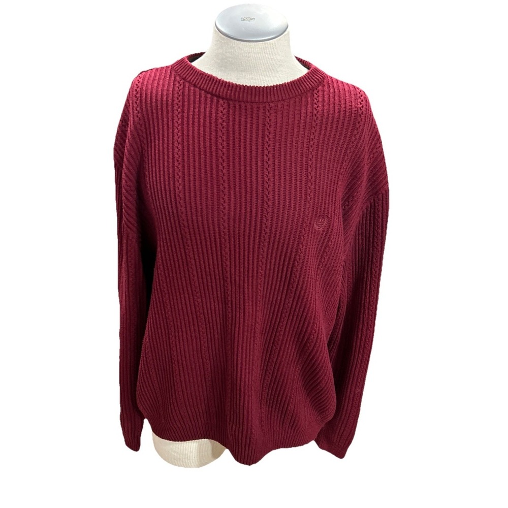 Chaps‎ Knit Sweater Mens XL Burgundy Vintage Pullover Sweatshirt